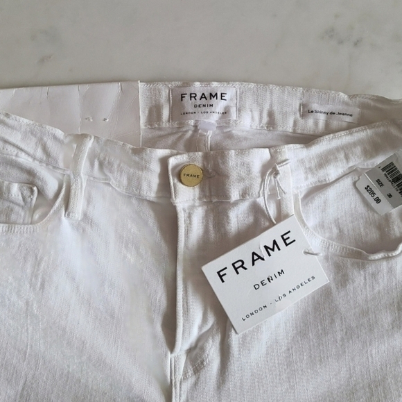 FRAME Le Skinny de Jeanne Raw Stagger Hem Jeans, Size 30, White, NWT - Picture 10 of 16